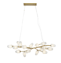 Bethel International Canada YS102C19G - 20-Light gold iron frame chandelier with white glass shades